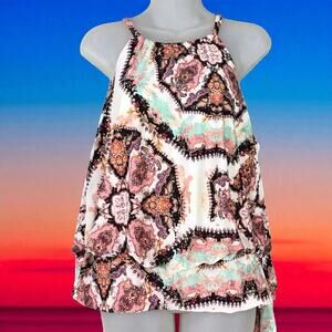 INC International Concepts Womens Top Large Paisley Print Halter Tie Neck